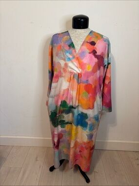 Amazon Women's Multicolor Watercolor Print Maxi Dress